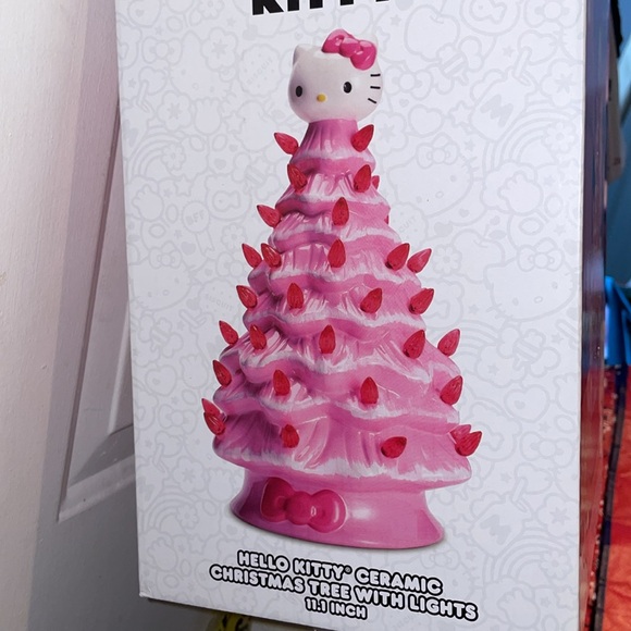Hello Kitty Ceramic Pink Christmas Tree with pink lights